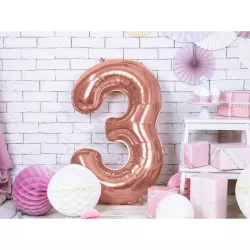 Balloon rose gold, number 3 – 86 cm