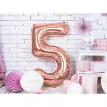 Balloon rose gold, number 5 – 86 cm