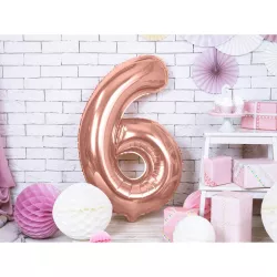 Palloncino color oro rosé, numero 6 – 86 cm
