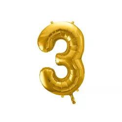 Large 3 Foil Balloon Gold