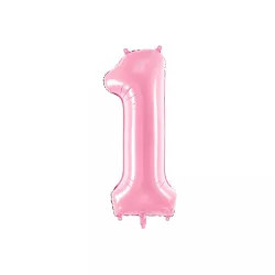 Ballon en aluminium rose, chiffre 1 – 86 cm