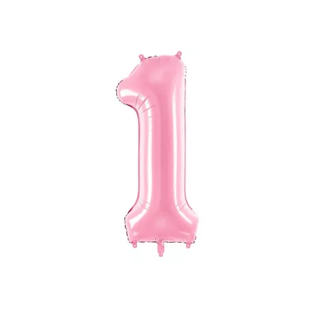 Folienballon rosa, Zahl 1 – 86 cm