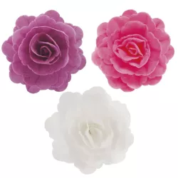 15 Wafer roses - purple, pink, white