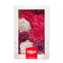 15 Roses en azyme - violet, rose, blanc
