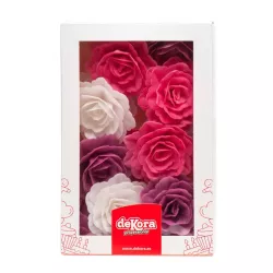 15 rose di carta commestibili - viola, rosa e bianche