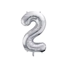 Foil balloon silver, number 2 – 86 cm