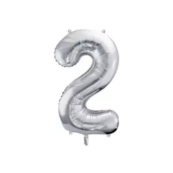 Ballon en aluminium argenté, chiffre 2 – 86 cm