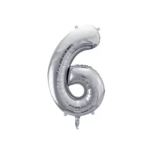 Palloncino in foil argento, numero 6 – 86 cm