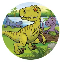 Disco di carta commestibile "dinosauro verde" - 16 cm
