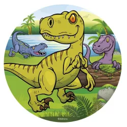 Disco di carta commestibile "dinosauro verde" - 16 cm