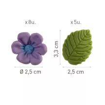 8 fiori viola e 5 foglie di zucchero - 20g