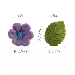 13 Sugar purple flowers and green leaves - 20g
