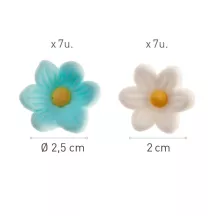 19g 7 Fiori in zucchero bianchi e 7 blu
