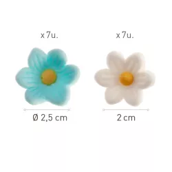 19g 7 Fiori in zucchero bianchi e 7 blu