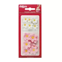 19g 7 weisse und 7 rosa Zuckerblumen