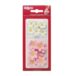 19g 7 Fiori in zucchero bianchi e 7 rosa