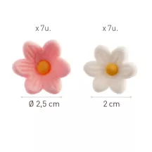 19g 7 weisse und 7 rosa Zuckerblumen