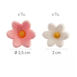 19g 7 Fiori in zucchero bianchi e 7 rosa