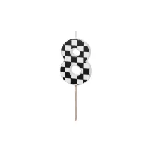 Bougie motif damier - Chiffre: 8