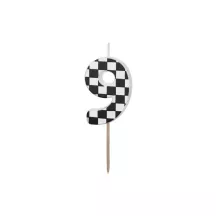 Bougie motif damier - Chiffre: 9