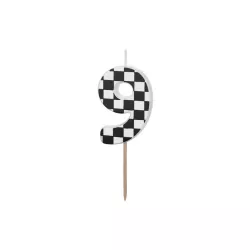 Bougie motif damier - Chiffre: 9