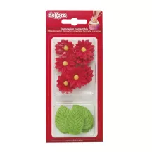 20g Zucker 7 rote Blumen und 5 grüne Blätter