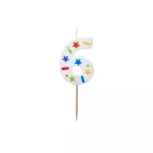Bougie confettis - Chiffre: 6