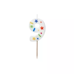 Konfetti Kerze Nummer 9