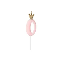 Pink candle with crown - Number: 0