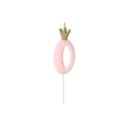 Bougie rose avec couronne - Chiffre: 0
