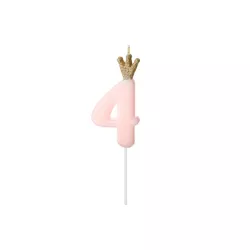 Candela rosa con corona - Numero: 4