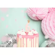 Bougie rose avec couronne - Chiffre: 6