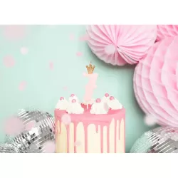 Pink candle with crown - Number: 7