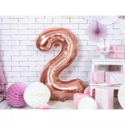 Balloon rosé gold, number 2 – 86 cm