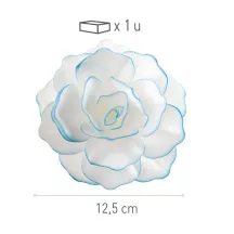 Fiore di carta commestibile bianco con bordo blu