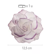 Blüte weiss aus Esspapier mit lilafarbenem Rand