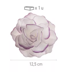 Blüte weiss aus Esspapier mit lilafarbenem Rand