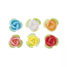 Small colorful roses made from edible paper