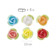 Small colorful roses made from edible paper