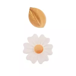 Fleurs et feuilles en papier comestible, blanc et or