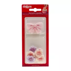 Pink bow and sugar flowers