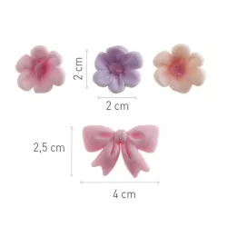 Noeud rose et fleurs en sucre
