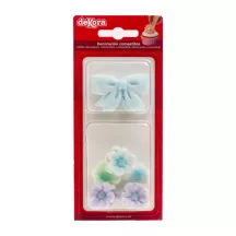 Light blue bow and sugar flowers