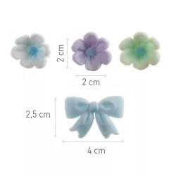 Light blue bow and sugar flowers