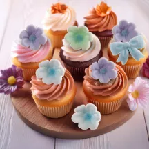 Fiocco azzurro e fiori di zucchero