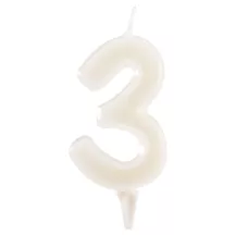 Fluorescent white candle number 3