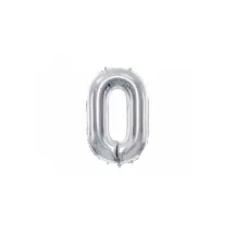 Palloncino foil argento, cifra 0 – 86 cm