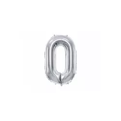Folienballon silber, Zahl 0 – 86 cm