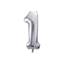 Palloncino in foil argento, numero 1 – 86 cm