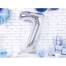 Foil balloon silver, number 7 – 86 cm